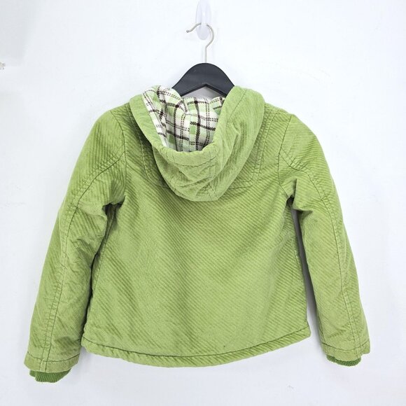Vintage Y2K Green Corduroy Toggle Boho Retro Sherpa Lined Coat Jacket Hood Kids - Picture 6 of 8